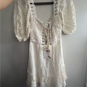 New Selfie Leslie Cream Mini Dress